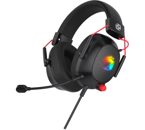 Наушники с микрофоном Оклик HS-L305G черный/красный 2м мониторные оголовье (2060511)