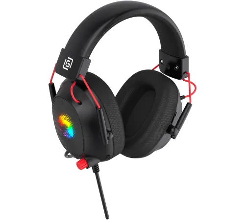 Наушники с микрофоном Оклик HS-L305G черный/красный 2м мониторные оголовье (2060511)
