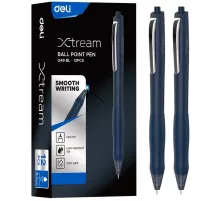 Ручка шариков. автоматическая Deli Xtream EQ48-BL d=0.7мм син. черн. кругл. резин. манжета