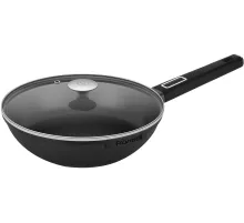 Сковорода ВОК (WOK) Rondell Craft RDA-1893 круглая 28см покрытие: TriTitan ручка несъемная (с крышкой) черный
