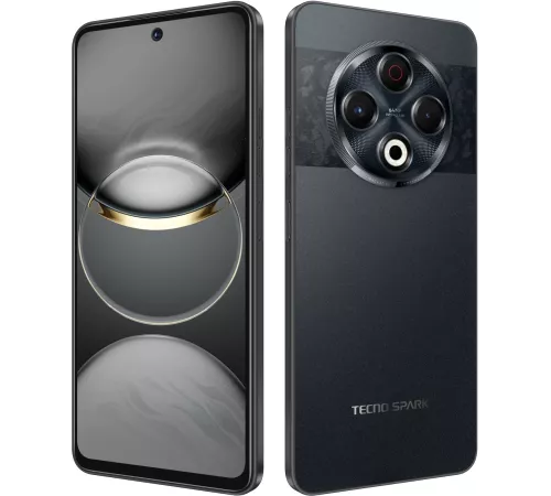 Смартфон Tecno Spark 30 256Gb 8Gb черный моноблок 3G 4G 2Sim 6.78" 1080x2436 Android 14 64Mpix 802.11 a/b/g/n/ac NFC GPS GSM900/1800 GSM1900 TouchSc Protect VidConf FM A-GPS microSD max1024Gb