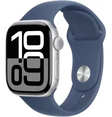 Смарт-часы Apple Watch Series 10 A2997 42мм OLED корп.серебристый Sport Band рем.синий разм.брасл.:S/M (MWWA3LW/A)