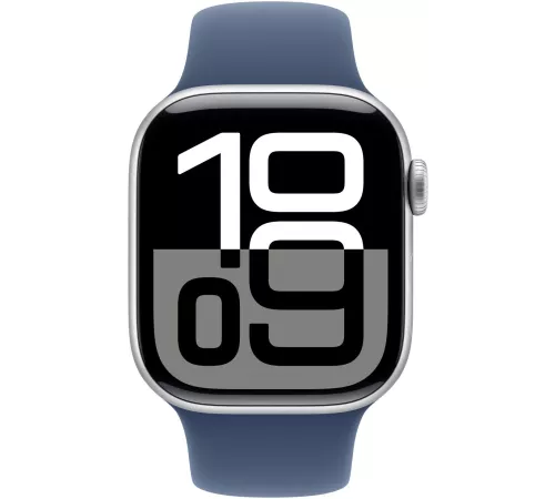 Смарт-часы Apple Watch Series 10 A2997 42мм OLED корп.серебристый Sport Band рем.синий разм.брасл.:S/M (MWWA3LW/A)