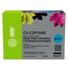 Картридж струйный Cactus CS-C2P10AE № 651 черный (18мл) для HP 5575/5645;Officejet 202/252