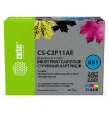 Картридж струйный Cactus CS-C2P11AE № 651 многоцветный (18мл) для HP 5575/5645 OJ 202/252