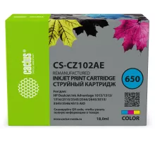 Картридж струйный Cactus CS-CZ102AE № 650 многоцветный (18мл) для HP 1015/1515/1516/2515/2545/2546/2645/3515