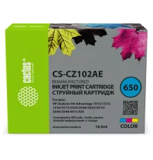 Картридж струйный Cactus CS-CZ102AE № 650 многоцветный (18мл) для HP 1015/1515/1516/2515/2545/2546/2645/3515
