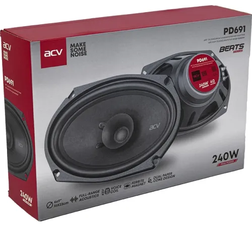 Колонки автомобильные ACV PD-691 BEATS (без решетки) 240Вт 91дБ 4Ом 16x23см (6x9дюйм) (ком.:2кол.) коаксиальные однополосные Колонки автомобильные ACV PD-691 BEATS (без решетки) 240Вт 91дБ 4Ом 16x23см (6x9дюйм) (ком.:2кол.) коаксиальные однополосные