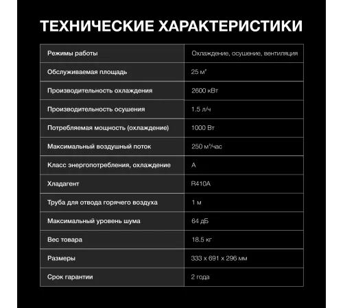 Кондиционер мобильный Hyundai HPAC-09-2 Кондиционер мобильный Hyundai HPAC-09-2