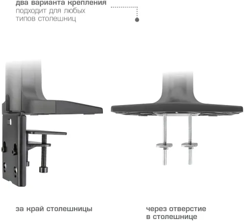 Кронштейн для мониторов Kromax OFFICE-20 черный 17"-35" макс.10кг настольный поворот и наклон