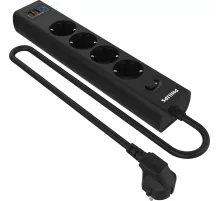 Сетевой фильтр Philips CHP4346BA/51 2м (4 розетки) черный (коробка)