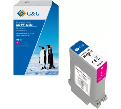 Картридж струйный G&G, аналог Canon 2887C001 пурпурный 130ml с чипом