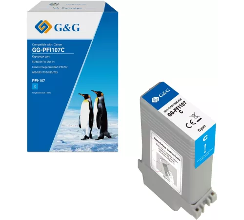 Картридж струйный G&G, аналог Canon 6706B001 голубой 130ml с чипом