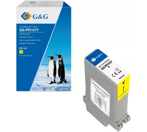 Картридж струйный G&G, аналог Canon 6708B001 желтый 130ml с чипом