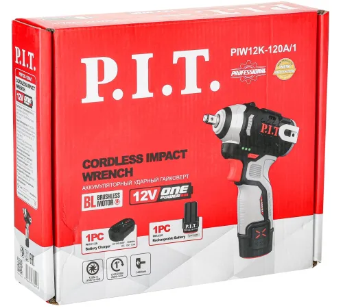 Гайковерт P.I.T. PIW12K-120A/1 аккум. патрон:квад.3/8"
