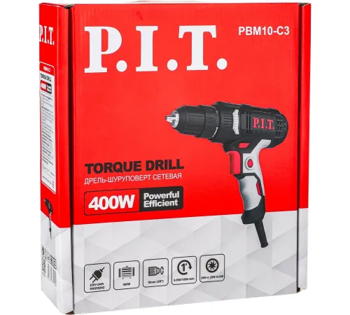 Дрель-шуруповерт P.I.T. PBM10-C3 400Вт патрон:быстрозажимной
