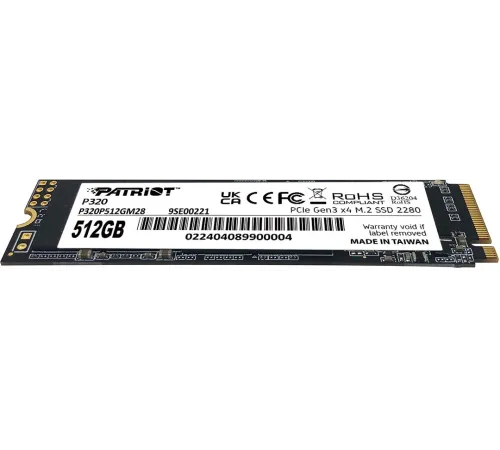 Накопитель SSD Patriot PCIe 3.0 x4 512GB P320P512GM28 P320 M.2 2280