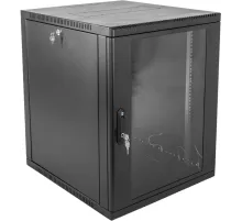 ЦМО Шкаф телекоммуникационный настенный 15U (600 ? 650) дверь стекло, цвет черный (ШРН-15.650-9005)