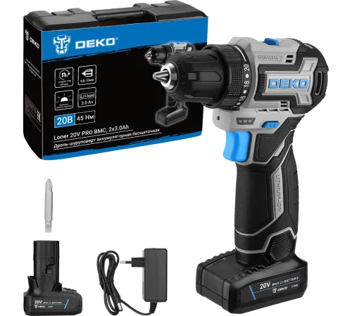 Дрель-шуруповерт Deko Loner 20V PRO аккум. патрон:быстрозажимной (085-1010)