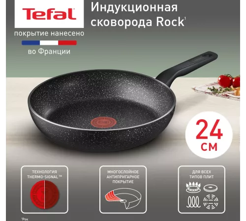 Сковорода Tefal Rock 4235124 круглая 24см покрытие: антипригарное ручка несъемная (без крышки) черный (9100054293)