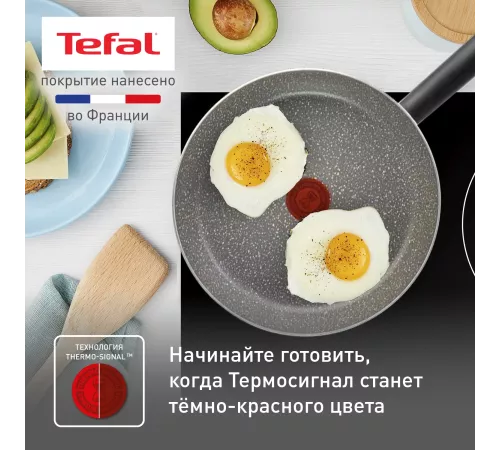 Сковорода Tefal Natural Cook 4213122 круглая 22см покрытие: Mineralia ручка несъемная (без крышки) серый (9100053993)