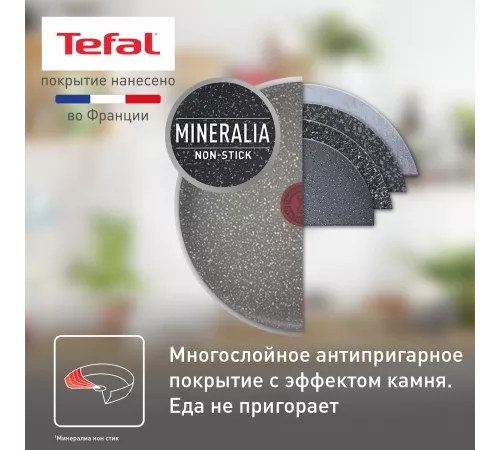 Сковорода Tefal Natural Cook 4213122 круглая 22см покрытие: Mineralia ручка несъемная (без крышки) серый (9100053993)