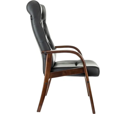 Кресло Бюрократ T-9928WALNUT-CF черный кожа на ножках дерево Кресло Бюрократ T-9928WALNUT-CF черный кожа на ножках дерево