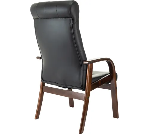 Кресло Бюрократ T-9928WALNUT-CF черный кожа на ножках дерево Кресло Бюрократ T-9928WALNUT-CF черный кожа на ножках дерево