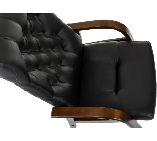 Кресло Бюрократ T-9928WALNUT-CF черный кожа на ножках дерево Кресло Бюрократ T-9928WALNUT-CF черный кожа на ножках дерево