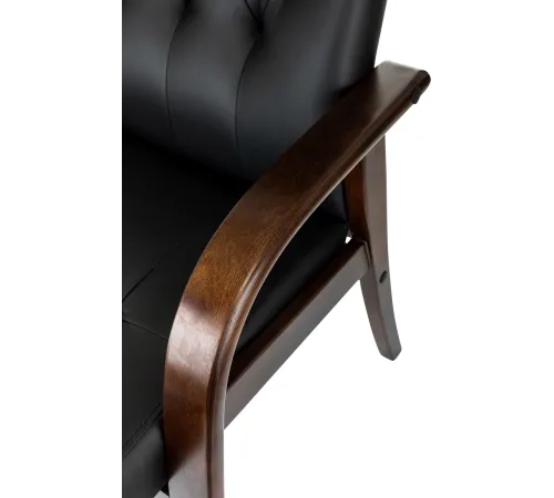 Кресло Бюрократ T-9928WALNUT-CF черный кожа на ножках дерево Кресло Бюрократ T-9928WALNUT-CF черный кожа на ножках дерево