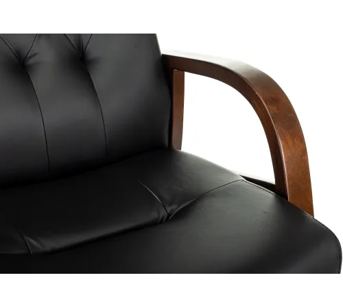 Кресло Бюрократ T-9928WALNUT-CF черный кожа на ножках дерево Кресло Бюрократ T-9928WALNUT-CF черный кожа на ножках дерево