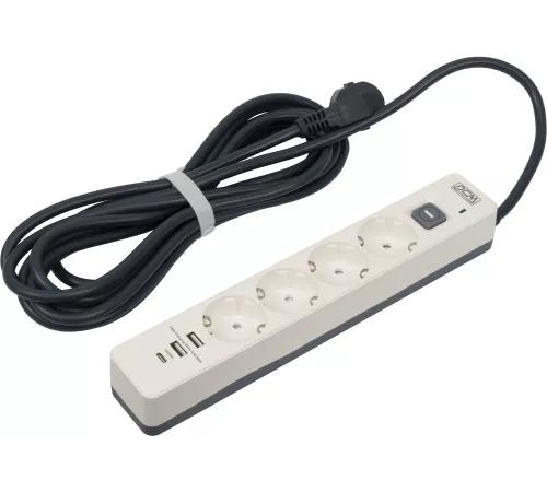 Сетевой фильтр-удлинитель PowerCom SP-01 USB2A1CW 3.0M