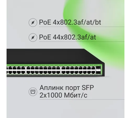 Коммутатор Digma DSP248G-2S-R800 DSP248G-2S-R800 V1 (L2) 48x1Гбит/с 2SFP 48PoE 48PoE+ 4PoE++ 800W неуправляемый Коммутатор Digma DSP248G-2S-R800 DSP248G-2S-R800 V1 (L2) 48x1Гбит/с 2SFP 48PoE 48PoE+ 4PoE++ 800W неуправляемый