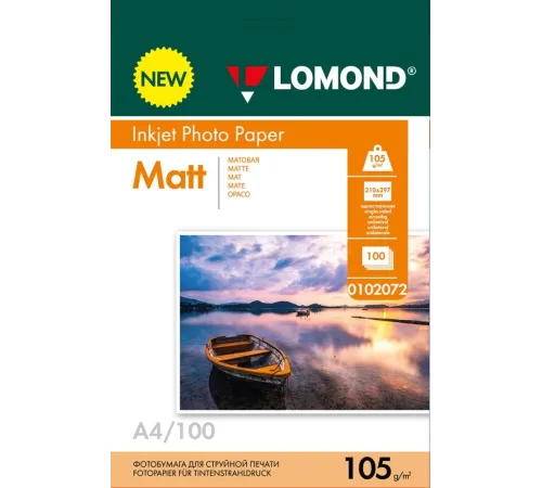 Фотобумага LOMOND 105 г/м2 А4 односторонняя матовая 100 л. Фотобумага LOMOND 105 г/м2 А4 односторонняя матовая 100 л.