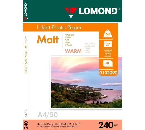 Фотобумага LOMOND 240 г/м2 односторонняя матовая Warm A4 50л Фотобумага LOMOND 240 г/м2 односторонняя матовая Warm A4 50л