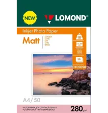 Фотобумага LOMOND  280 г/м2 А4 односторонняя   матовая  50 л.