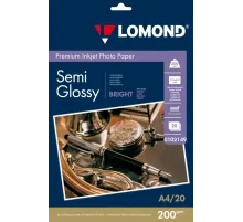 Фотобумага ПРЕМИУМ для стр.печати LOMOND А4,200 г/м2 односторонняя Bright Semi- Glossy(20л)