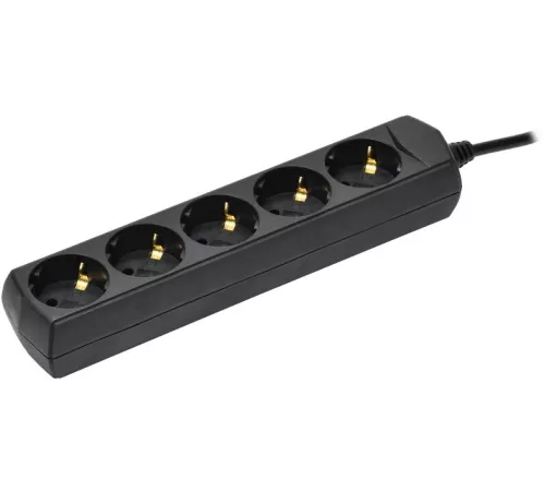 Сетевой удлинитель IEK GENERICA У05 5м (5 розеток) черный (пакет ПЭ)