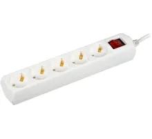 Iek WYP10-10-05-D15-ZK-G Удлинитель У05В с выключателем 5 мест 2P+PE/1,5м 3х1мм2 10А/250В GENERICA