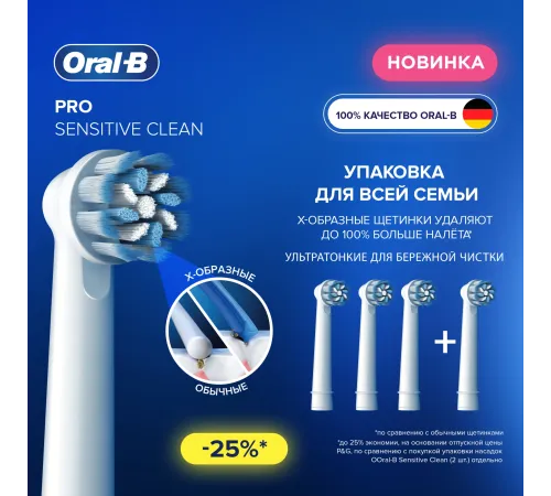 Насадка для зубных щеток Oral-B Sensitive Clean (упак.:4шт) Насадка для зубных щеток Oral-B Sensitive Clean (упак.:4шт)