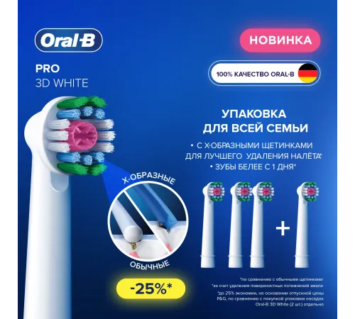 Насадка для зубных щеток Oral-B 3D White (упак.:4шт)