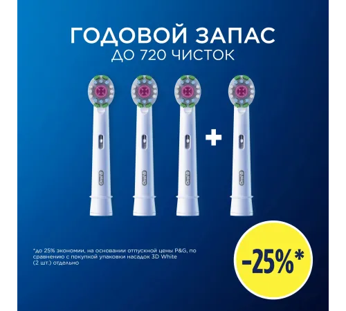Насадка для зубных щеток Oral-B 3D White (упак.:4шт)