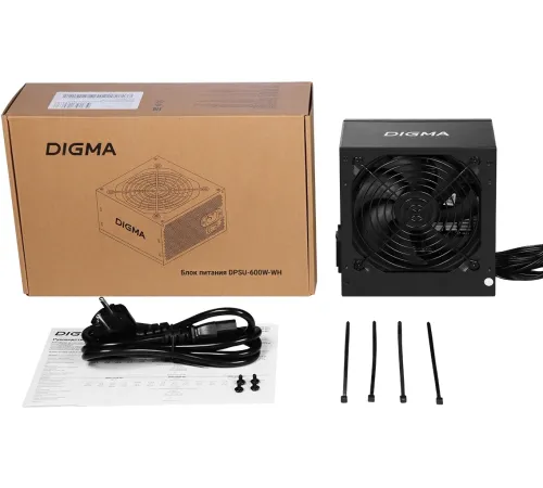 Блок питания Digma ATX 600W DPSU-600W-WH 80 PLUS WHITE (20+4pin) APFC 120mm fan 6xSATA RTL Блок питания Digma ATX 600W DPSU-600W-WH 80 PLUS WHITE (20+4pin) APFC 120mm fan 6xSATA RTL