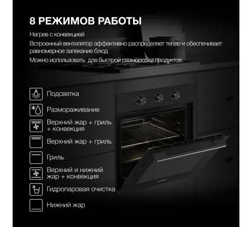 Духовой шкаф Электрический Hyundai HEO 6635 BG черный