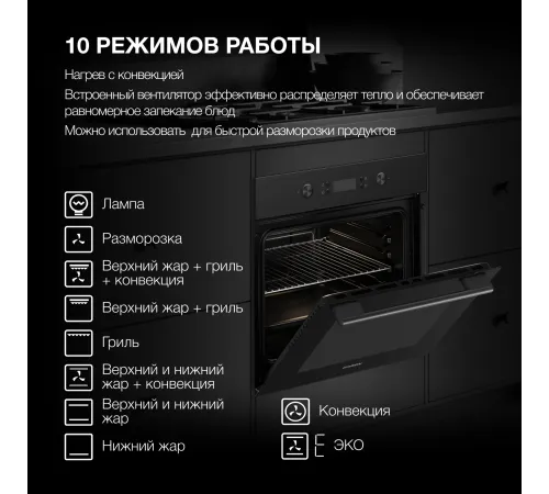 Духовой шкаф Электрический Hyundai HEO 6650 BG черный