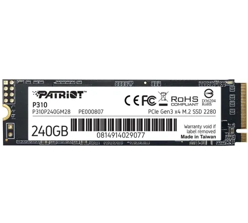 Накопитель SSD Patriot PCIe 3.0 x4 240GB P310P240GM28 P310 M.2 2280