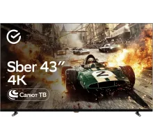 Телевизор LED Sber 43" SDX-43U4124 Салют ТВ черный 4K Ultra HD 60Hz DVB-T DVB-T2 DVB-C DVB-C2 DVB-S DVB-S2 USB 2.0 WiFi Smart TV