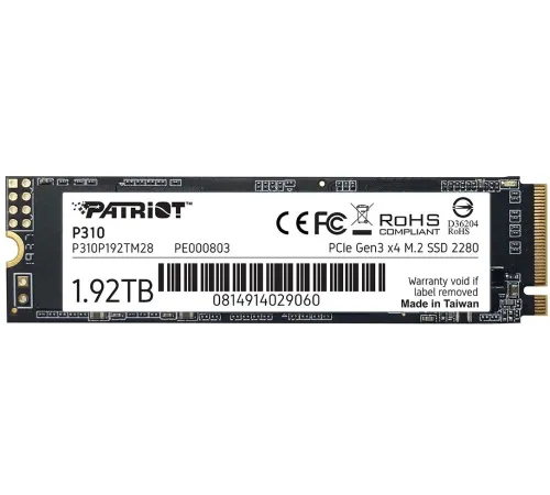 Накопитель SSD Patriot PCIe 3.0 x4 1920GB P310P192TM28 P310 M.2 2280