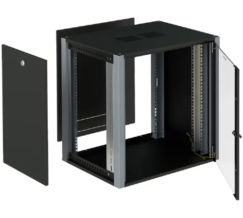 Шкаф коммутационный Sysmatrix (WP 6312.910) настенный 12U 600x350мм пер.дв.стекл 2 бок.пан. 60кг черный 20кг IP20