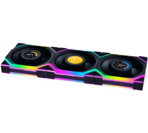 Вентилятор для корпуса Lian-Li Uni Fan SL Wireless 120 LCD ARGB 120х124.5x28 черный 4-pin 29.5дБ (упак.:3шт) (G99.12SLLCD1W3B.R0) Ret Вентилятор для корпуса Lian-Li Uni Fan SL Wireless 120 LCD ARGB 120х124.5x28 черный 4-pin 29.5дБ (упак.:3шт) (G99.12SLLCD1W3B.R0) Ret